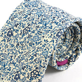 Blue Azi Floral Cotton Tie 7.5cm - Tie Doctor
